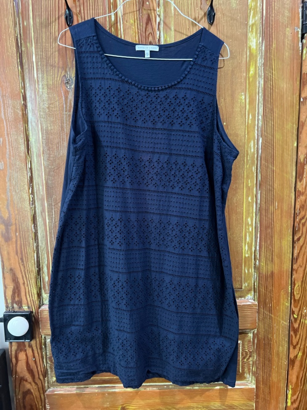 Annalee + Hope Navy Eyelet Midi Dress